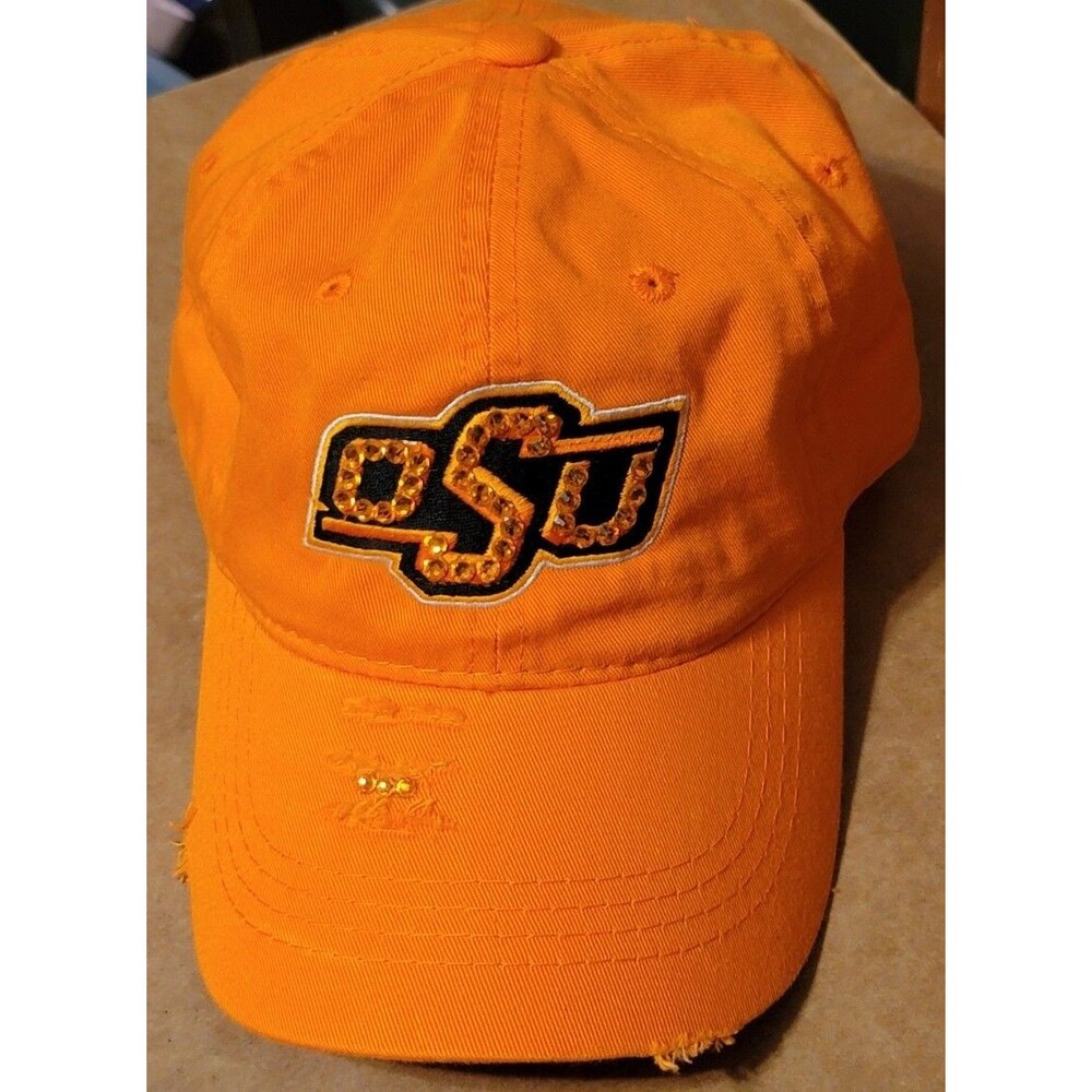 OSU Cap Orange Oklahoma State University Hat Adjustable Jeweled Cowboys Distress
